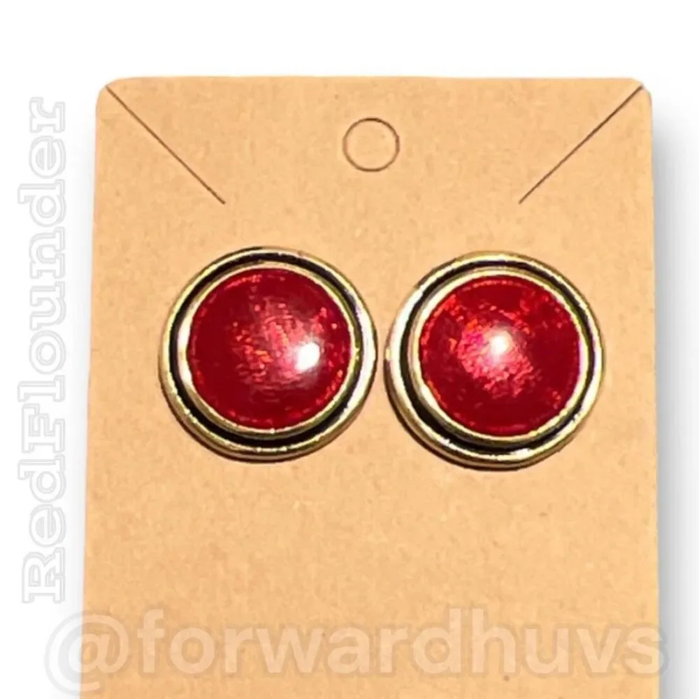 Bundle 3 for $15 Vintage Gold Tone & Burnt Red Circular Post Earrings